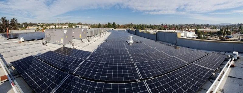 Solar Photovoltaic panels on roof of Zero Net Energy building 