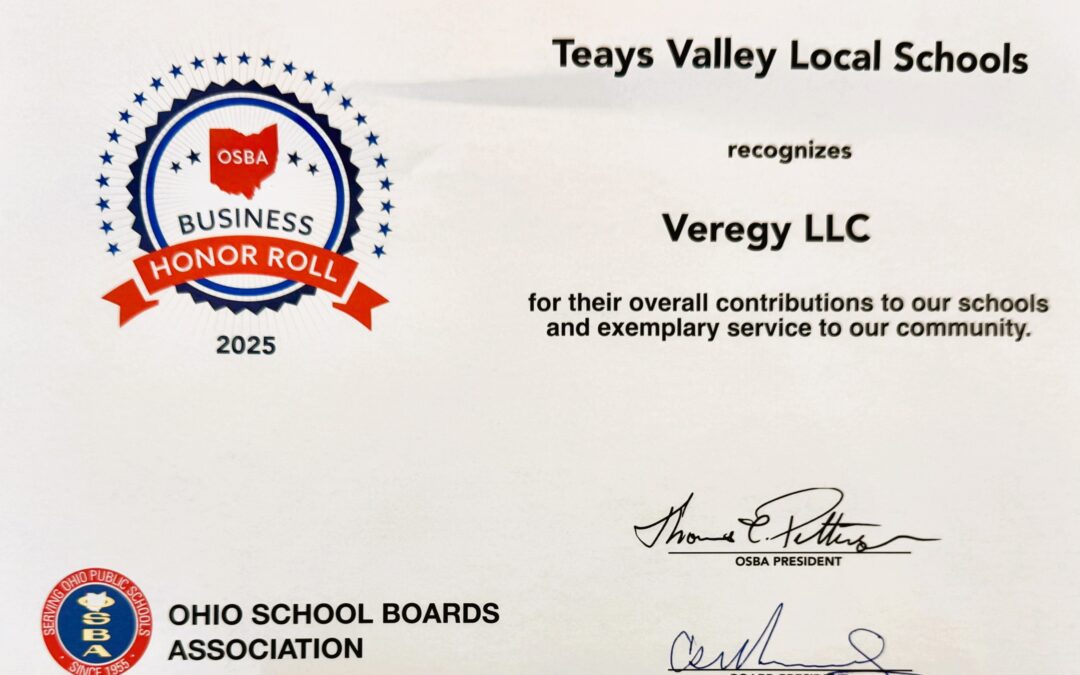 Veregy Awarded 2025 OSBA Business Honor Roll by Teays Valley Local Schools
