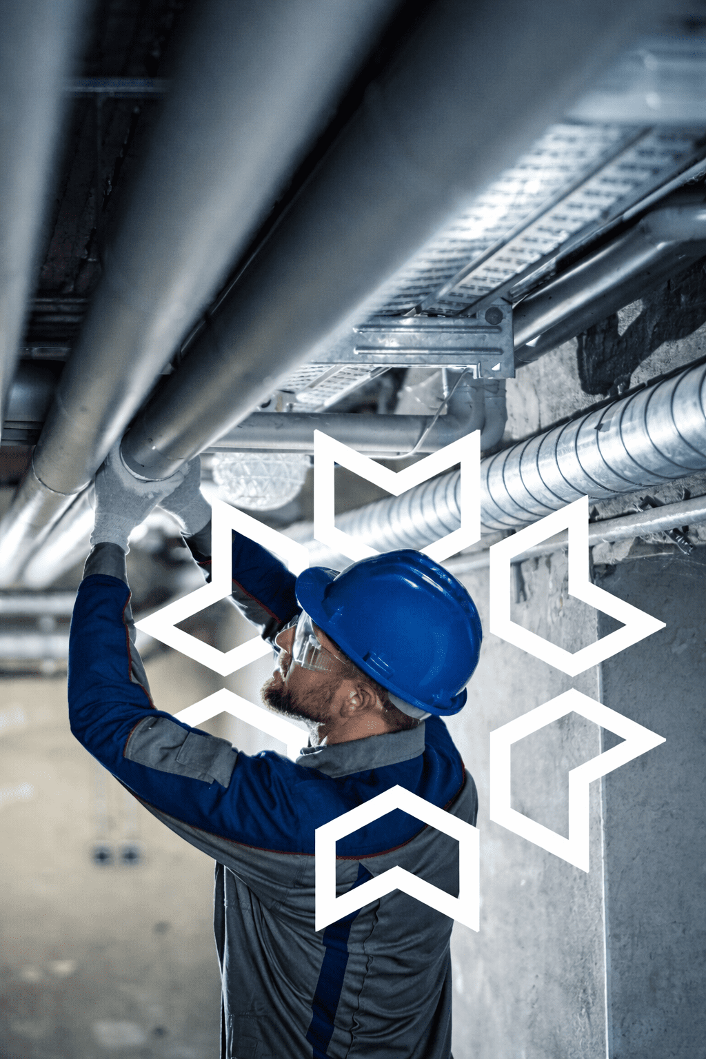 Hvac Technician Adjusting Pipes In Facility